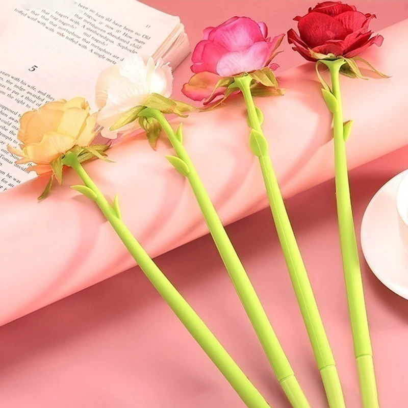 

1PCS 0.5mm Lovely Cartoon Cute Rose Silicone Gel Pen Student Signature Creative Stationery School Supplies