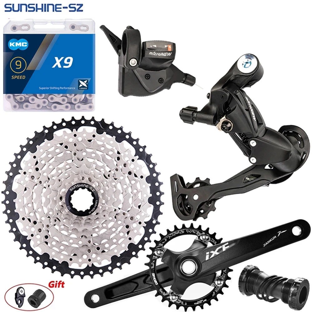 

9 Speed MTB Groupset 1X9 Shifter Rear Derailleur 9S 42T 46T 50T Cassette 9V Flywheel 9V Chain Current Crank BB Set MTB Sprocket