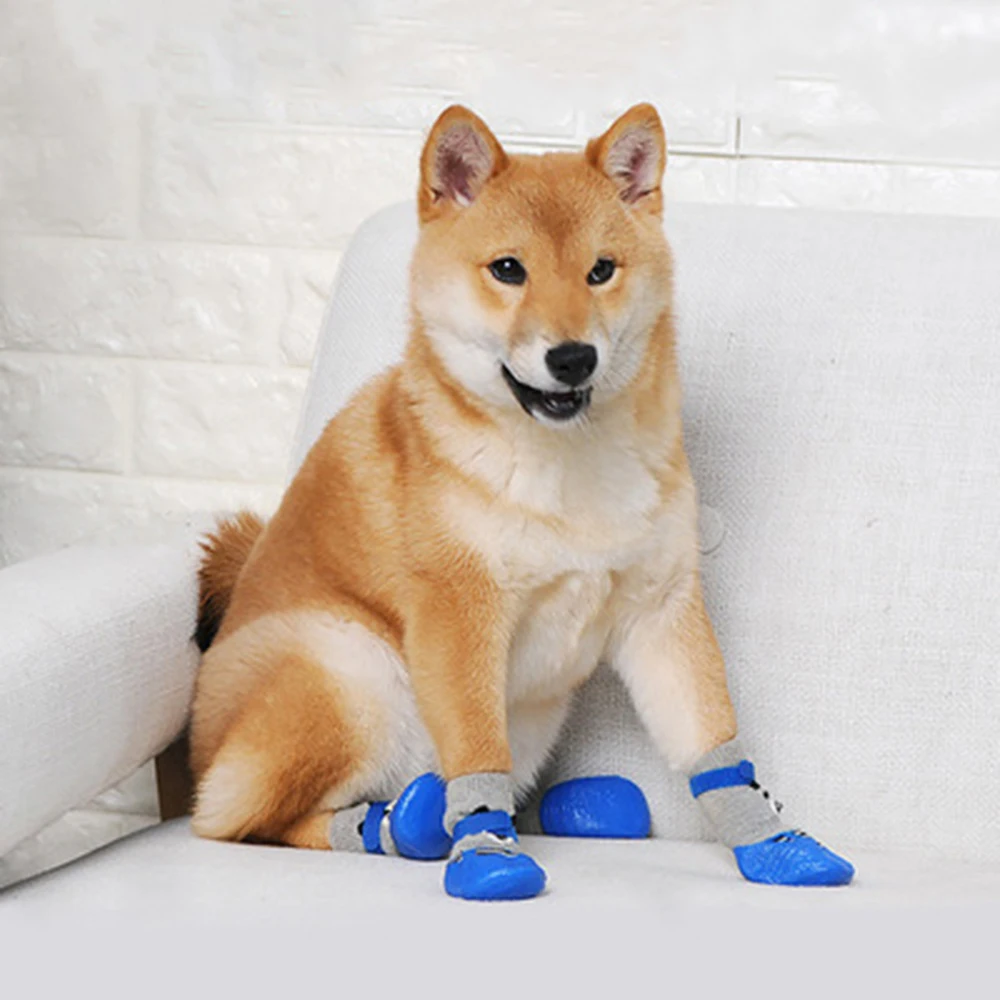 4 шт./компл. обувь для милой собаки резиновые хлопковые носки собак