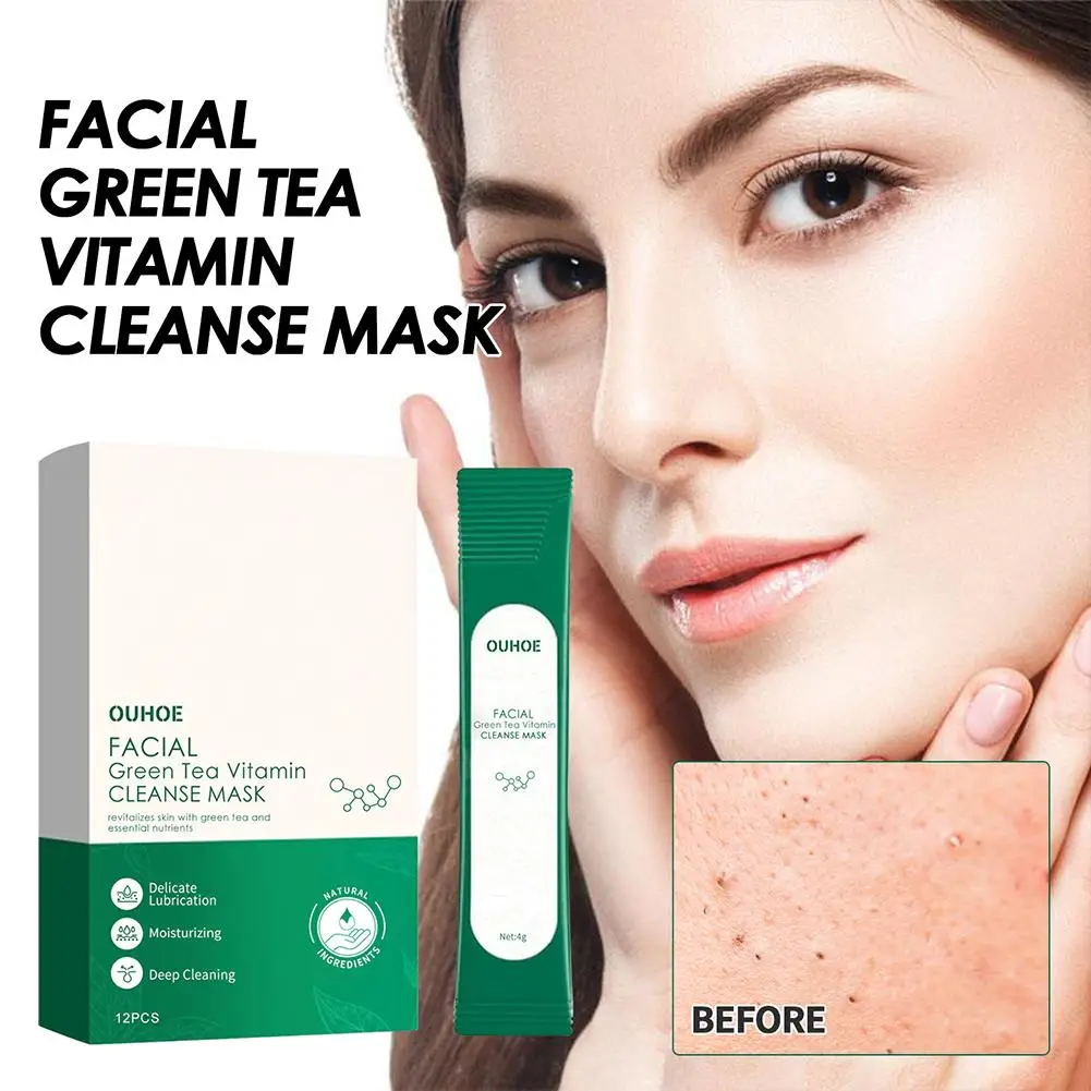 

Green Tea Mask Face Mask Oil Control Moisturizing Deep Treatment Pores Remove Blackhead Acne Cleansing Box/12pcs Bright Mas O1S7