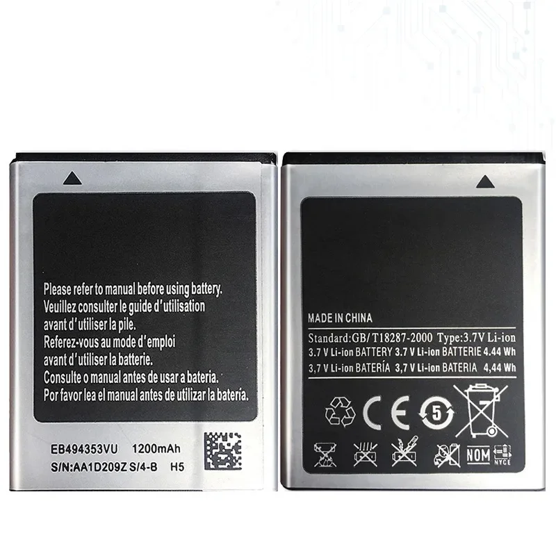 1200 мАч EB 494353 Сменный аккумулятор VU для Samsung Galaxy Mini GT S5570 S5250 S5330 S5750 S7230 T499 GT-I5510 с