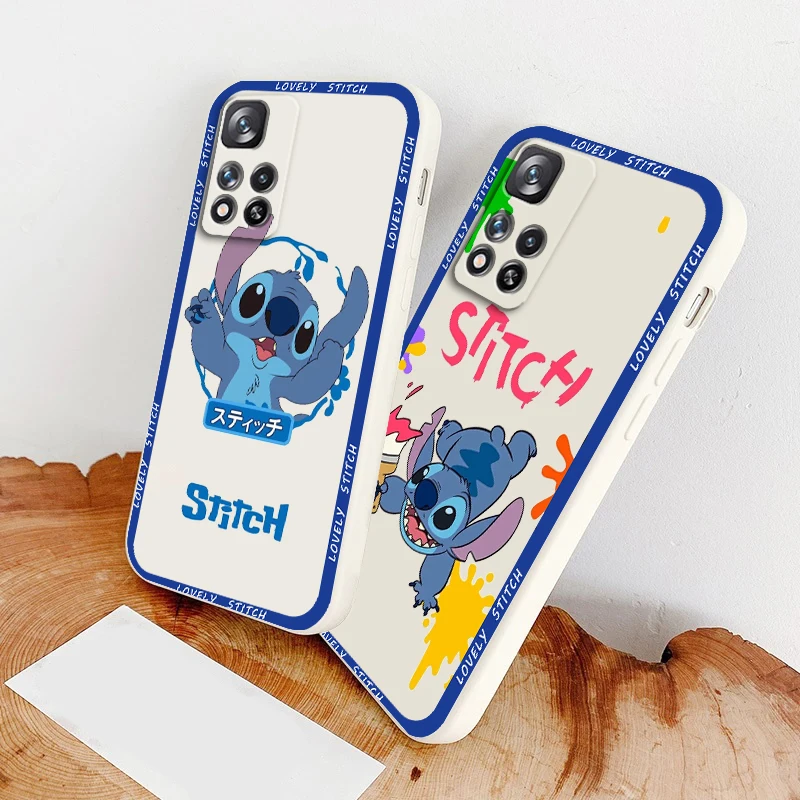

Liquid Rope Soft Cover Disney Stitch Art Cartoon Phone Case For Xiaomi Redmi Note 11 11S 11T 10S 10 9S 9T 9 8T 8 Pro Plus 5G