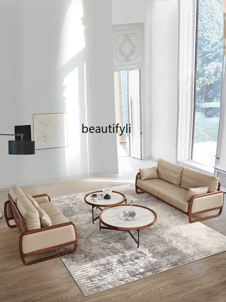 Североамериканский диван из черного ореха итальянская кожа скандинавская