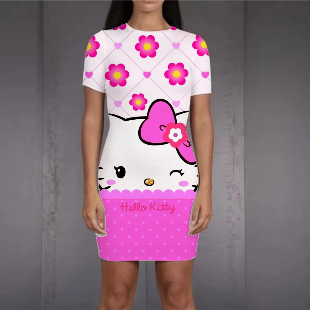

Женское мини-платье с 3D-принтом Hello Kitty, летнее платье большого размера, 2022