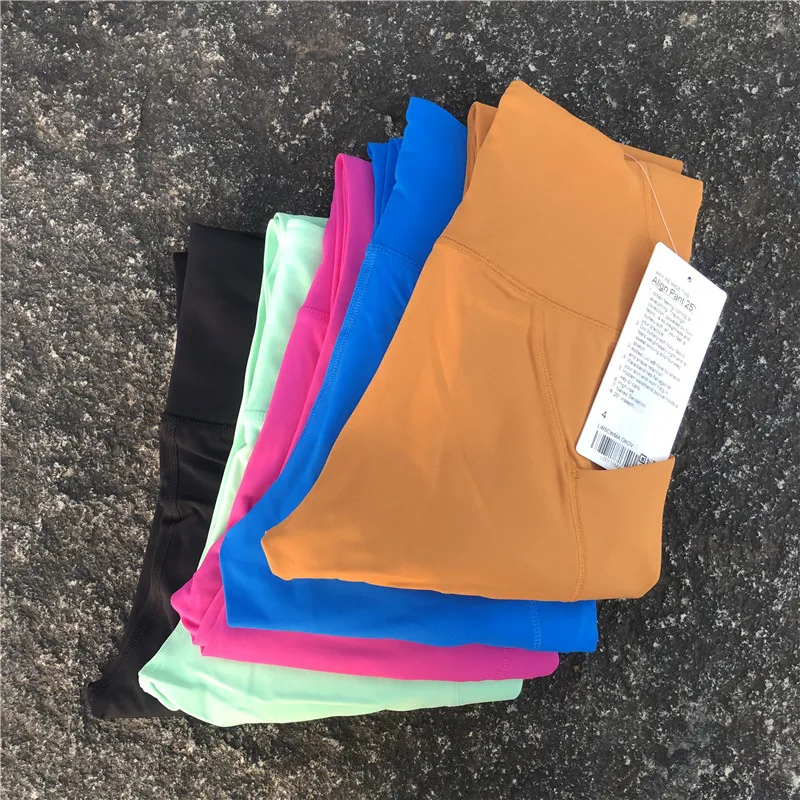 

Solid Color Good Quality High Waist Yoga Legging Side Pocket Fitness Luluwomen Sport Pant Comprehensive Training Jog Compression