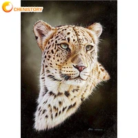chenistory diy painting by numbers leopard on canvas wall art living room picture acrylic painted handpainted home decoration