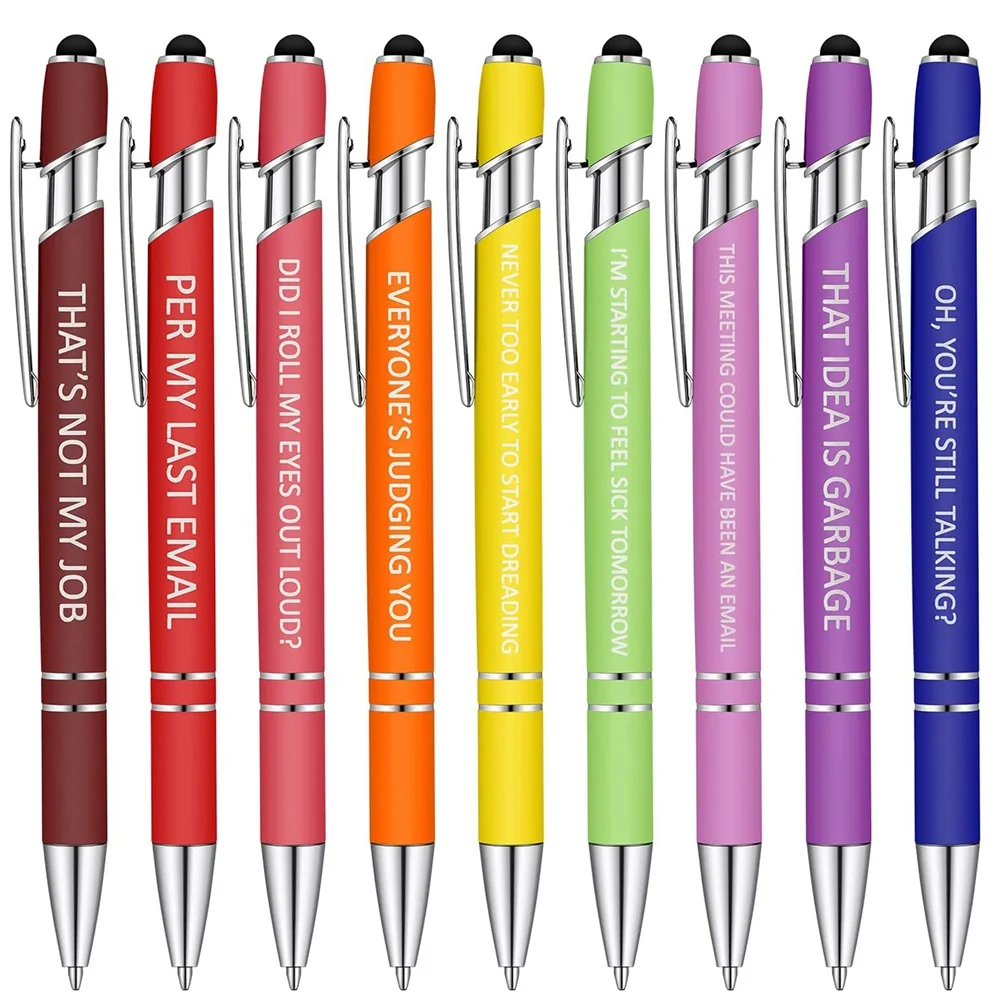 

10Pcs Office Pens Funny Pens Demotivational Sarcastic Ballpoint Pens Macaron Touch Stylus Pens for Office,