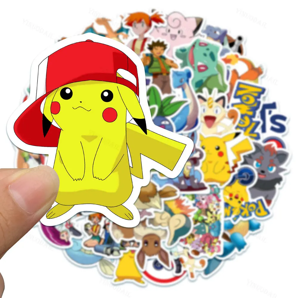

100pcs Waterproof Cartoon Pokemon Stickers Decals for Kids DIY Skateboard Water Bottle Phone Laptop Anime Sticker Toy Gift