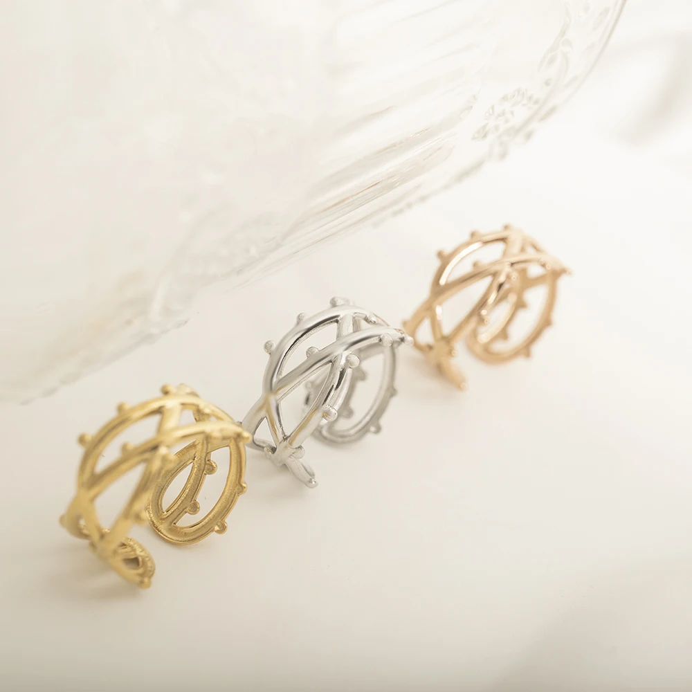 

Retro Personality Thorn Ring for Women Stainless Steel Adjustable Open Ring Men's Punk Ring Hip Hop Rock Party Jewelry Gifts