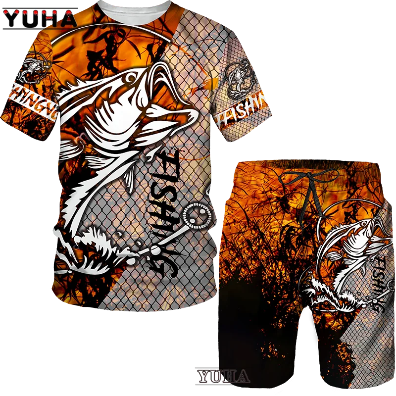 Carp Fishing 3D Printed Summer Funny T-shirt Shorts Set Men's Sportswear Tracksuits O Neck Short Sleeve Cool Men's Clothin