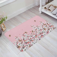 pink flower plant butterfly creative printing doormat kitchen bathroom anti slip doormat living room bedroom home carpet