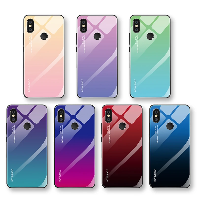 

Gradient Tempered Glass Phone Case For Xiaomi Redmi Note 7 6 Pro 9 5 Global 6A Mi A2 8 Lite 11 T Back Cover Frame PC Shell Armor