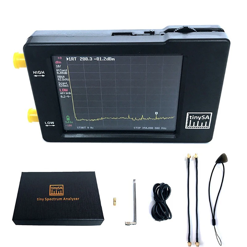 

TinySA 2.8 inch Display 100kHz to 960MHz Hand held Tiny Spectrum Analyzer with ESD Proteced Two Inputs Touching Screen