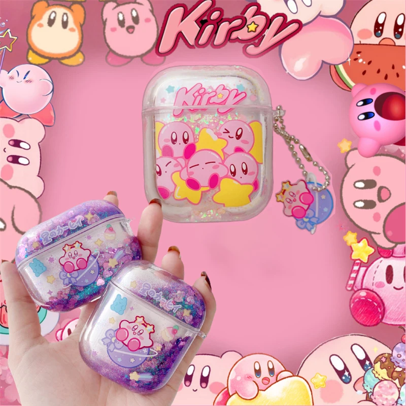 Kawaii Kirby мультфильм Мода сыпучий песок беспроводные наушники защитный чехол для