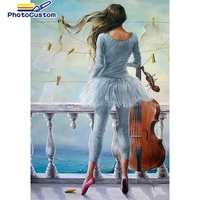 photocustom paint by number piano girl drawing on canvas handpainted painting art pictures by number portrait home decor diy gif