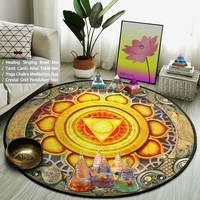 crystal healing pendulum singing bowl round rug yoga buddhist meditation mat vintage lotus hexagram carpet altar tarot card pads