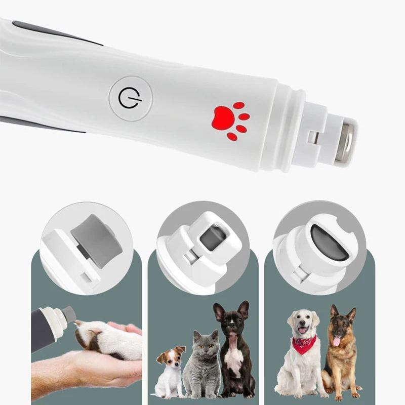 Dog Nail Clipper Pet Grinder USB Electric Painless Cats Dogs Paws Grooming Trimmer With LED Light 3-Speed Low Noise |