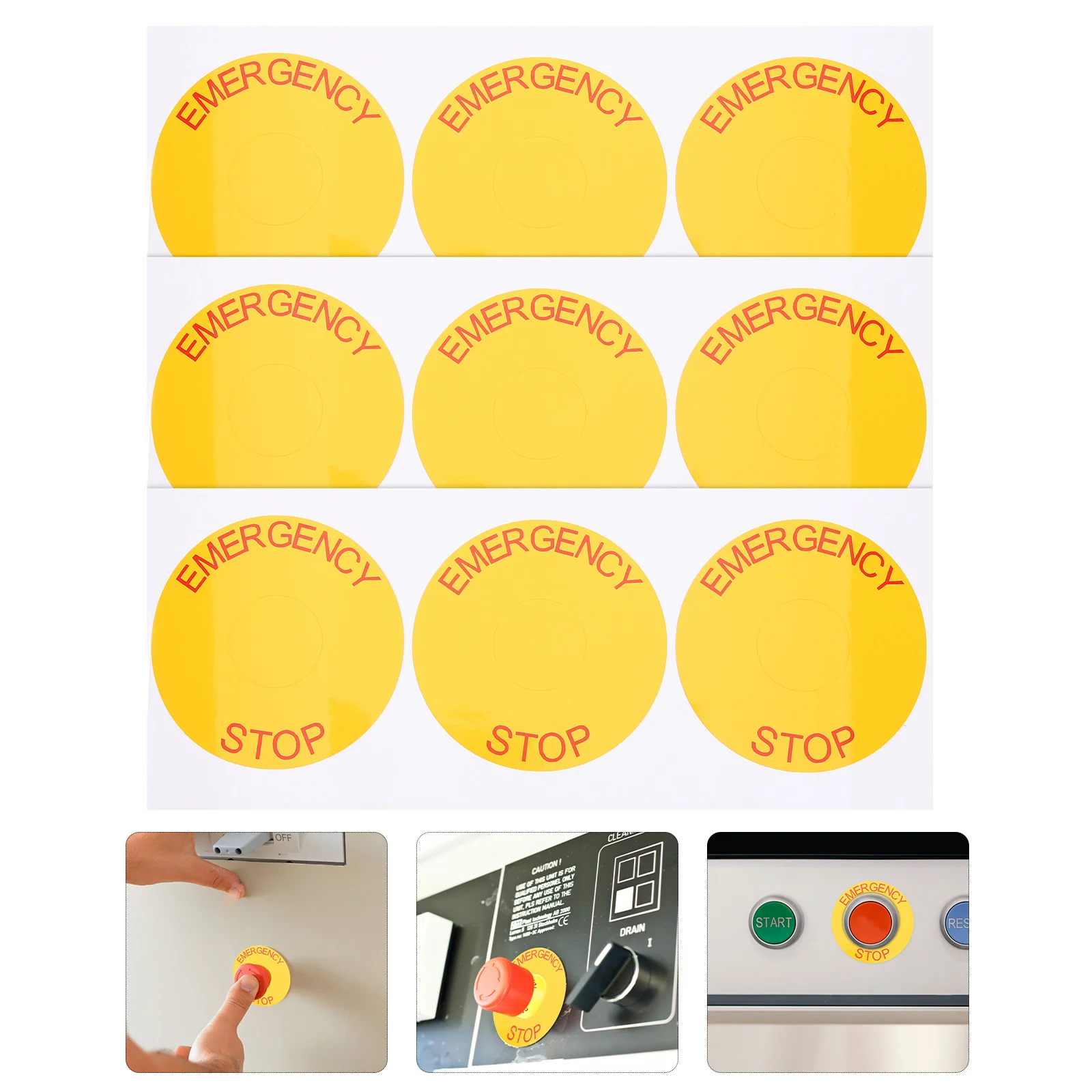 

Stop Emergency Signs Stickers Decals Label Machinery Sign Spring Quick Connector Wire Warning Safety Switch Caution Decal