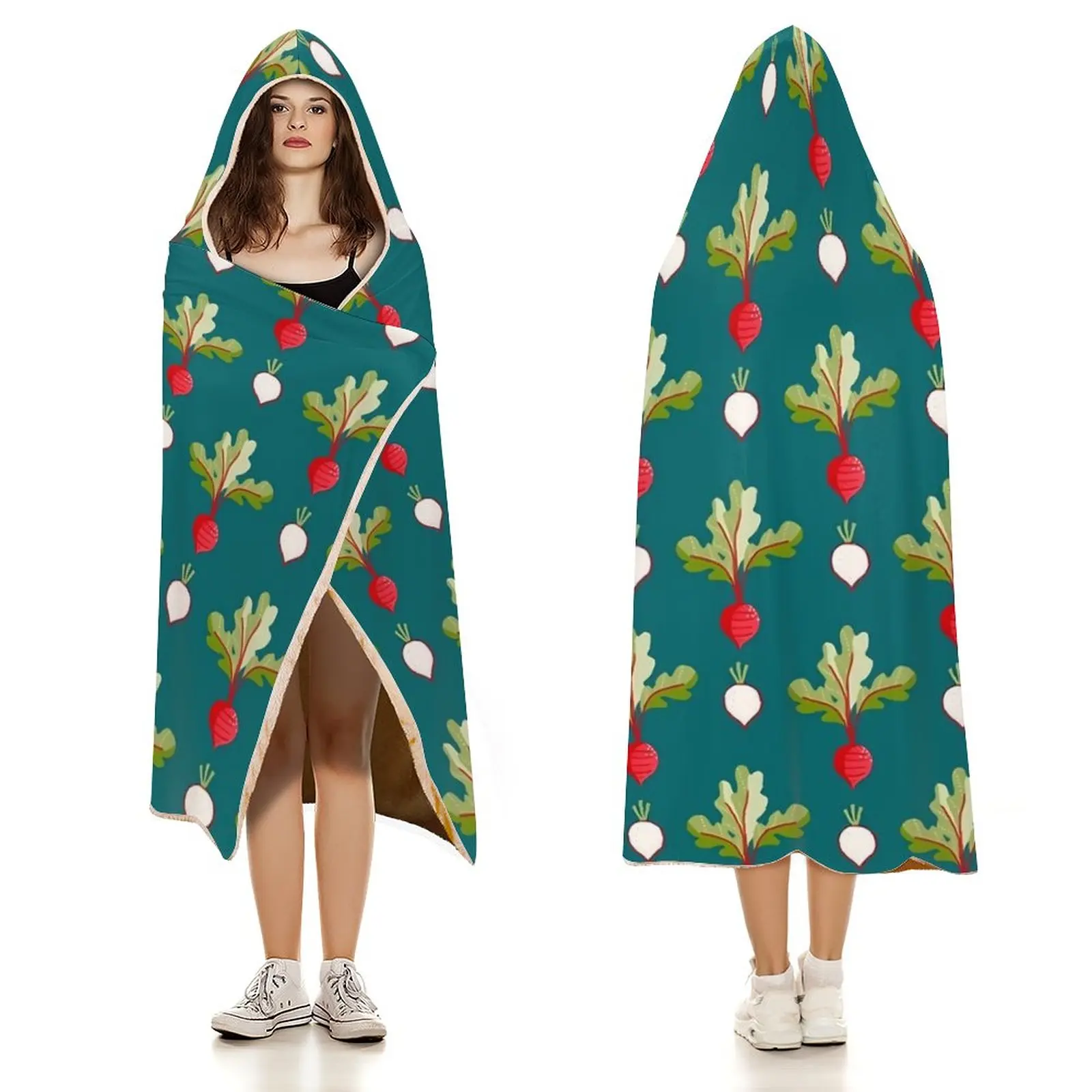 

Radishes Blanket Cute Vegetable Print Soft Fashion Hoodie Bedspread Decorative Fleece Travel Blanket