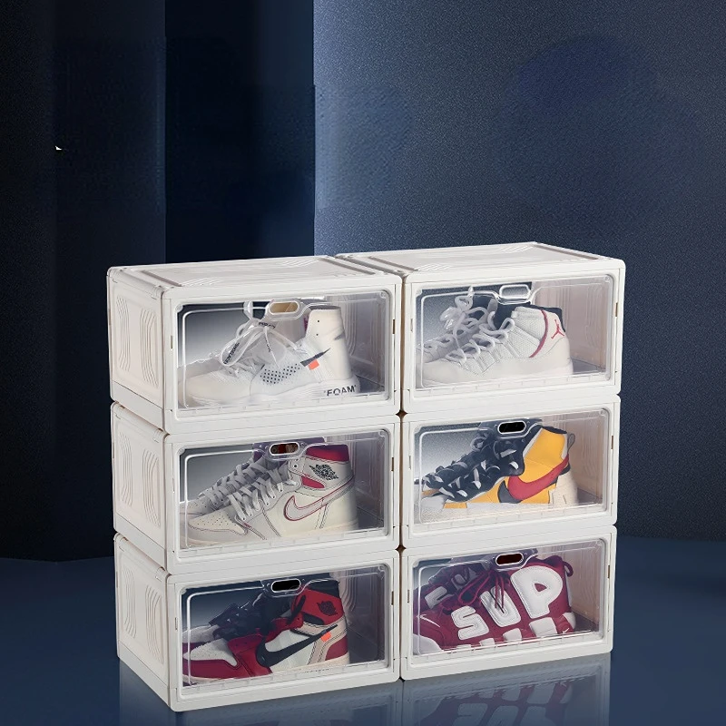 

Large Installation-free Shoe Box Plastic Pp Shoe Storage Box Dust-proof Transparent Folding Shoe Box