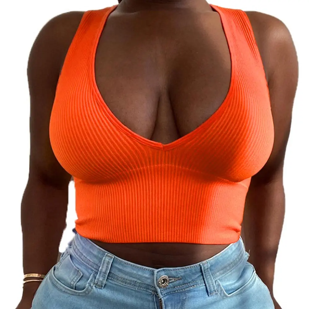 

Women Round Neck Spring Sleeveless Pullover Casual Spaghetti Sexy V Neck Corset Tops Solid Color Crop Top Slim Fit Tank Top