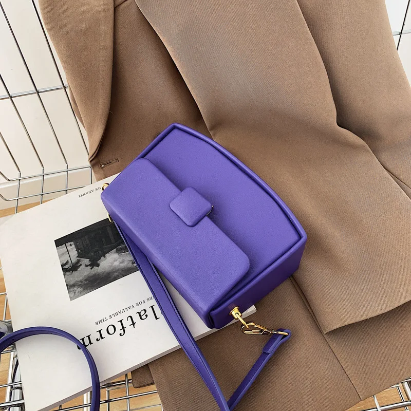 

Pu Leather Box Shape Women's Bags Retro Small Shoulder Bags For Women Solid Color Fashion Crossbody Luxury Bag Women Satchel