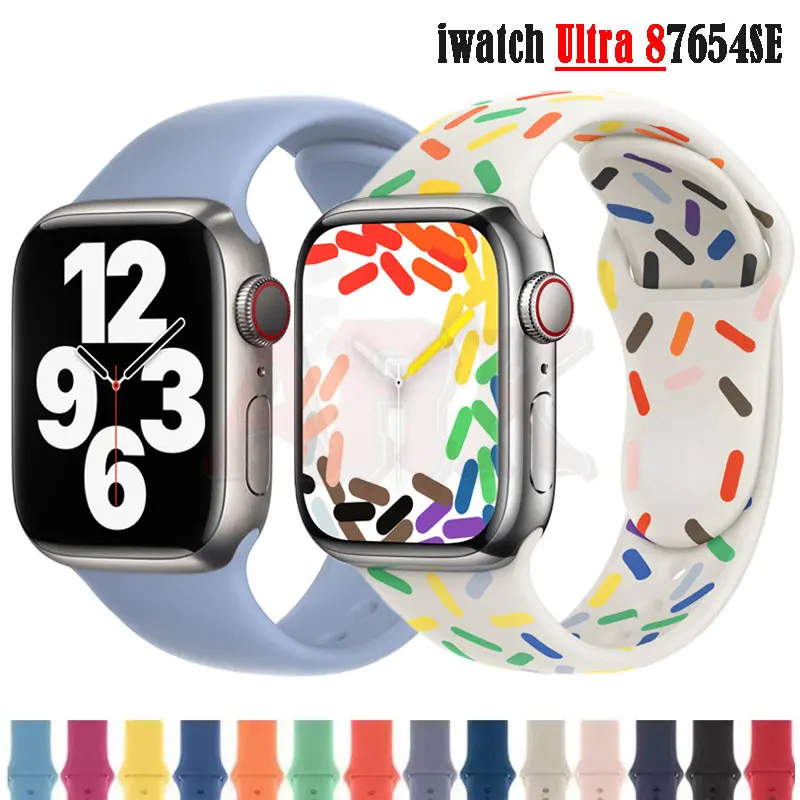 

Ремешок силиконовый для apple watch band 44 мм 45 мм 41 мм 40 мм 38 мм 42 мм 45 мм, браслет для iWatch series 6 5 4 SE 7 8 ultra 49 мм