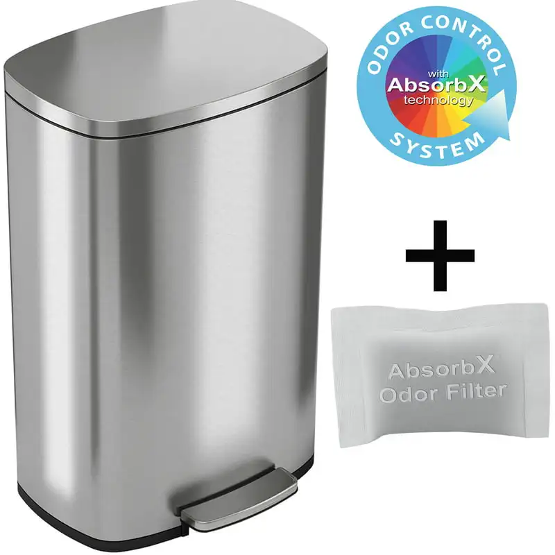 

13.2 Gallon Step Pedal Garbage Can, Stainless Steel, 50 Liter, Kitchen Trash Bin Papelera automatica con sensor Home Small trash