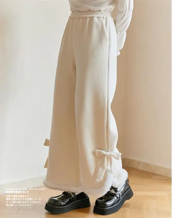 

Японские мягкие брюки с плюшевой подкладкой, толстые вельветовые широкие брюки, женские студенческие свободные и милые повседневные укоро...