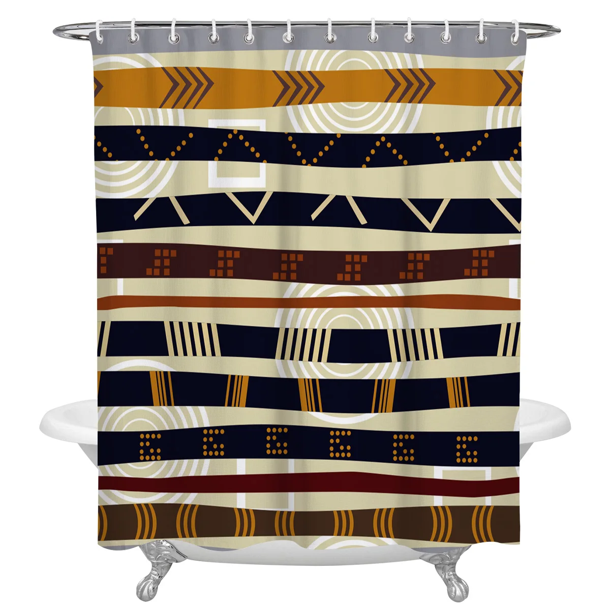 

Этническая занавеска для душа в стиле ретро, водонепроницаемая Шторка для ванной из полиэстера, декоративное украшение для ванной комнаты