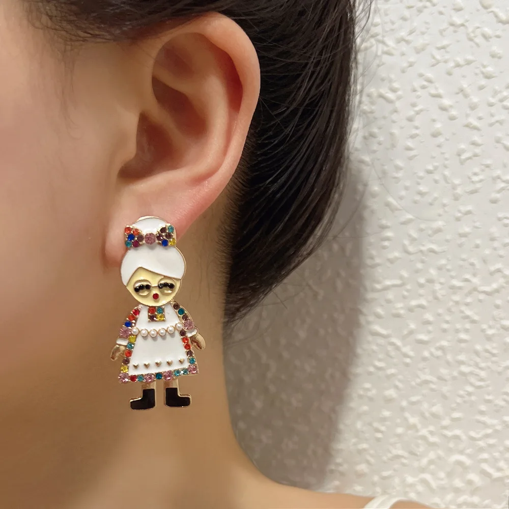 Богемные эмалированные Серьги-Бабушки Vedawas милые элегантные Мультяшные женские