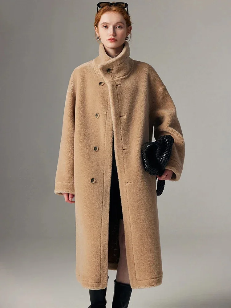 Женская двусторонняя кашемировая куртка длинное кашемировое пальто из