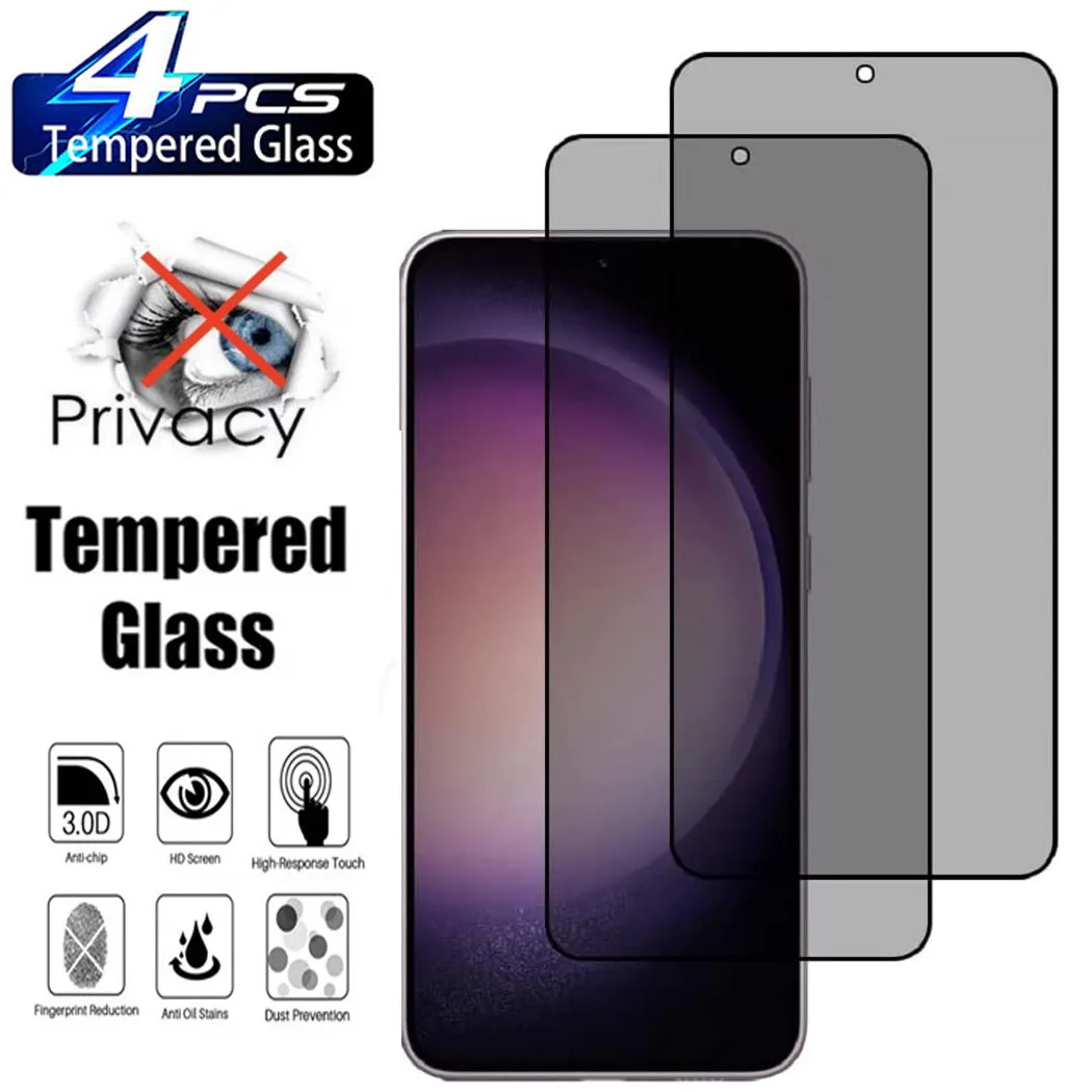 

2/4Pcs Anti Spy Black Glass For Samsung Galaxy S20FE S21FE A54 A53 A73 A34 A24 A14 A05 A05S 5G Screen Protector Privacy Glass