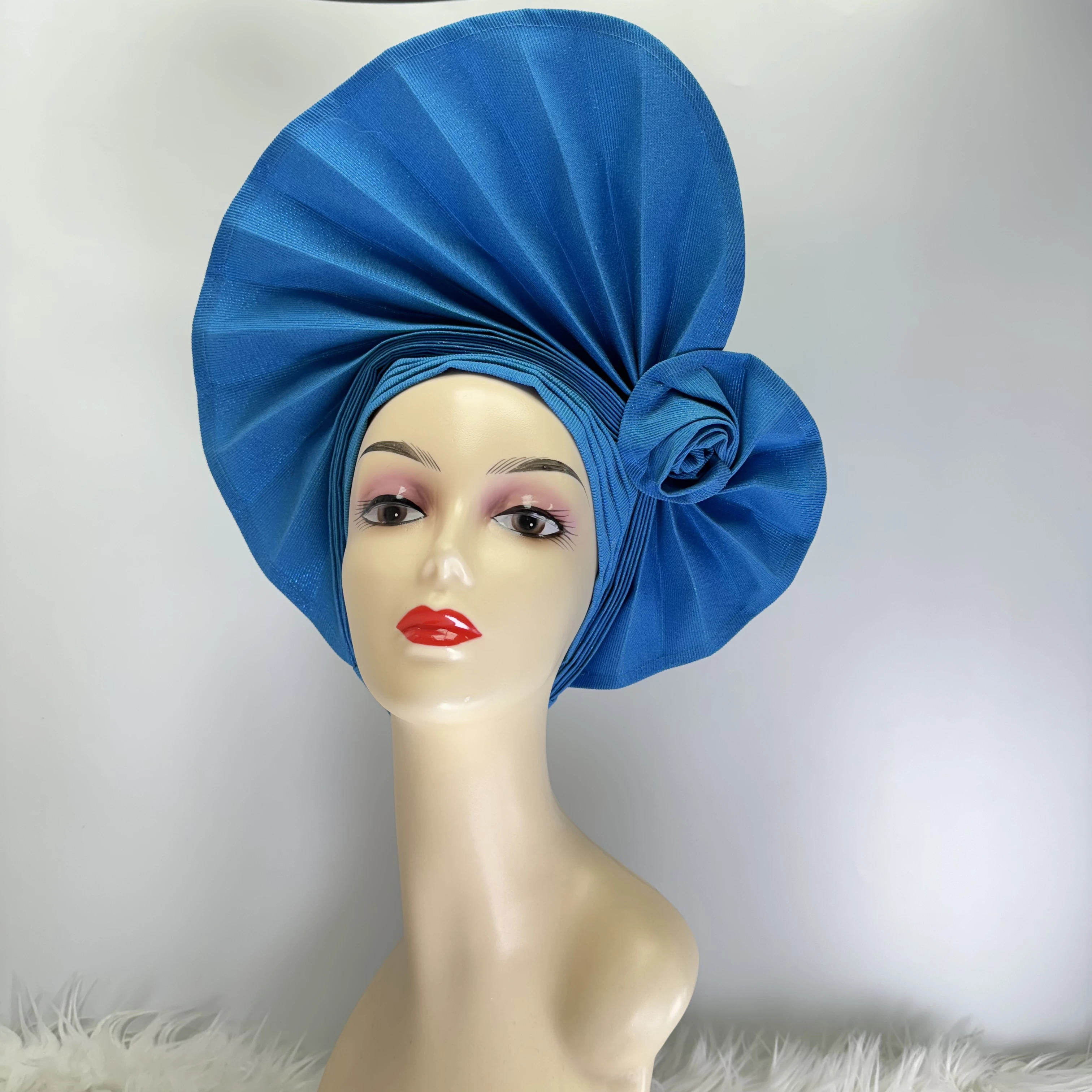 Модный нигерийский головной убор Gele Aso Oke уже заказ авто Ebi африканский тюрбан для