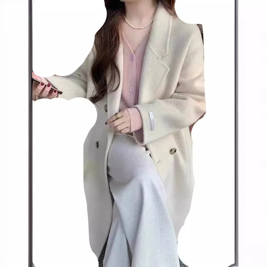 Высококачественное универсальное двухстороннее шерстяное пальто в форме кокона