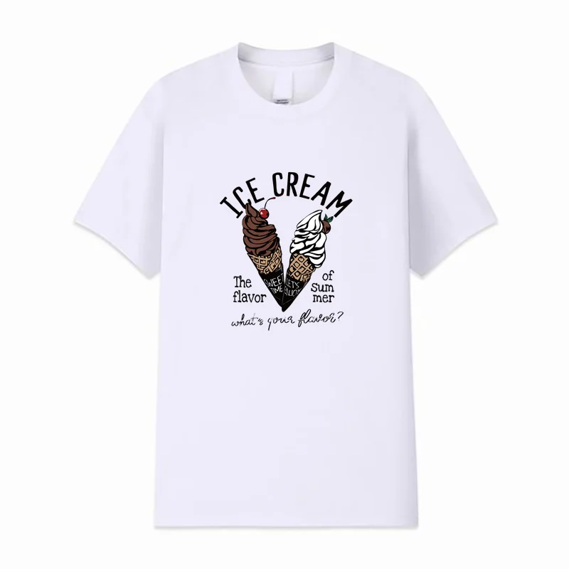 

2022Summer New100% Cotton Ice Cream Printing T Shirt Men Causal O-neck T-shirt Male High Quality Classical Tops