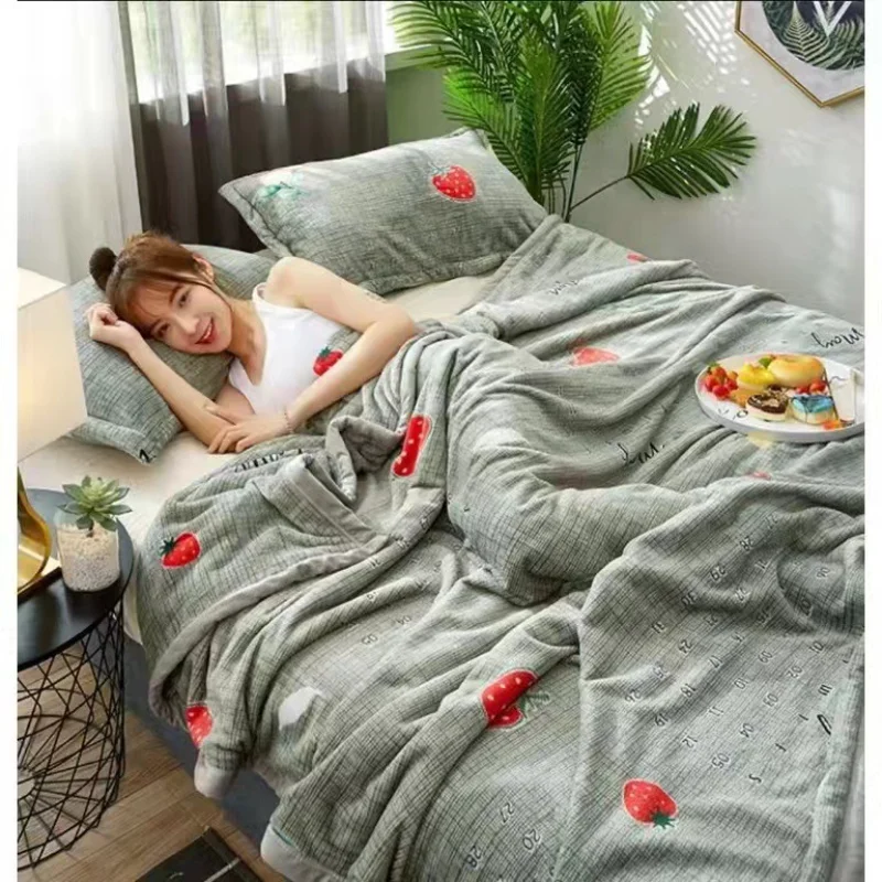 

Одеяло с двойным пододеяльником, охлаждающее летнее одеяло из промытого хлопка, машинная стирка, тонкое одеяло с кондиционированием воздуха, покрывало для пары