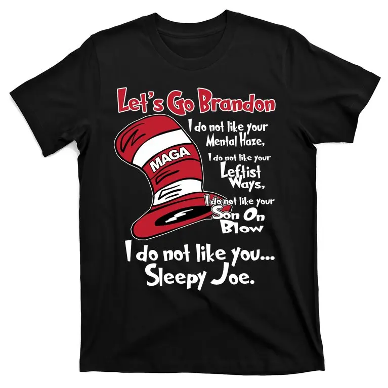 

Lets Go Brandon Cat In The Hat Funny Maga T-Shirt New 100% Cotton O-Neck Summer Short Sleeve Casual Mens T-shirt Size S-3XL