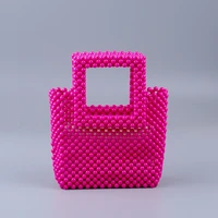 luxury acrylic pearl backet bag for women handmade beaded clear purses and handbags designer woven hand bags wedding party 2022