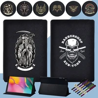 folio tablet case for samsung galaxy tab a 10 1 2019 t510 t515 pu leather protective shell skull pattern stand cover stylus
