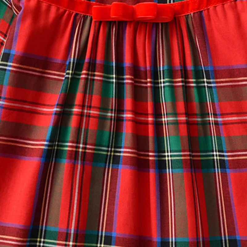 Spring and Autumn Children's Dresses Infant Red Plaid Dresses Baby Girl Clothing Outing Toddler Girl Fall Clothes Princess Dress