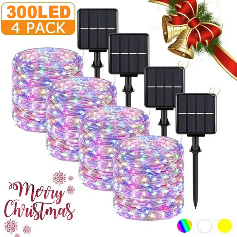 50/100/200/300LED Solar LED Light Outdoor Festoon Garden Fairy Light String Waterproof Christmas Garland Yard Decoration