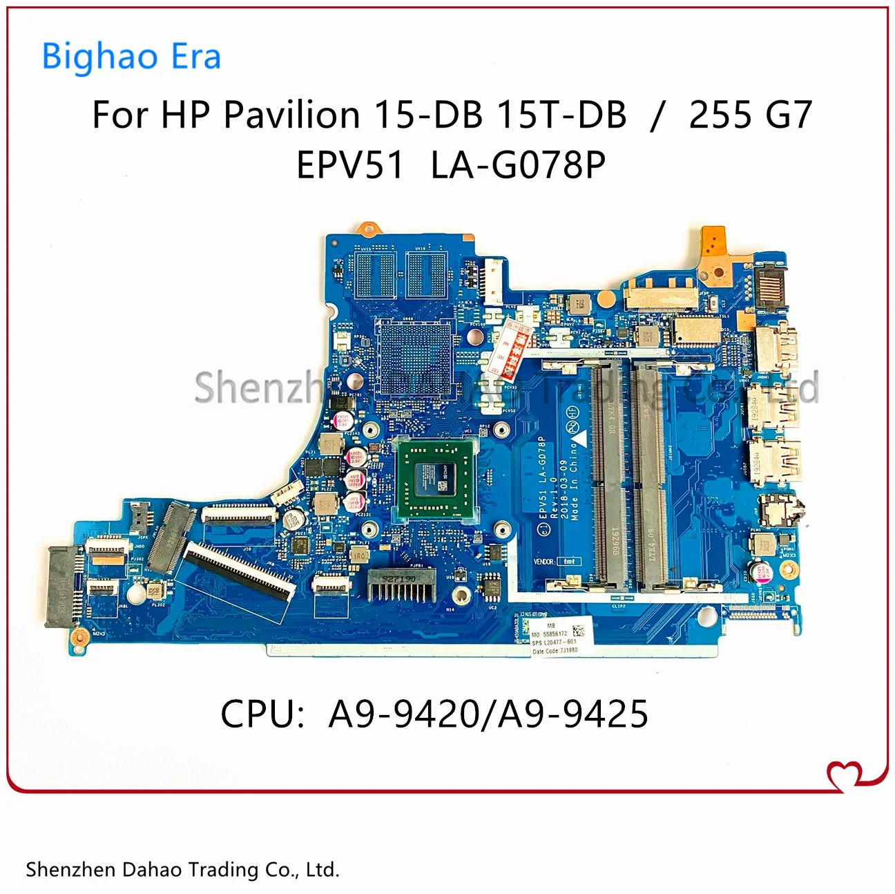 

Материнская плата для ноутбука HP 15-DB 255 G7 с центральным процессором A9