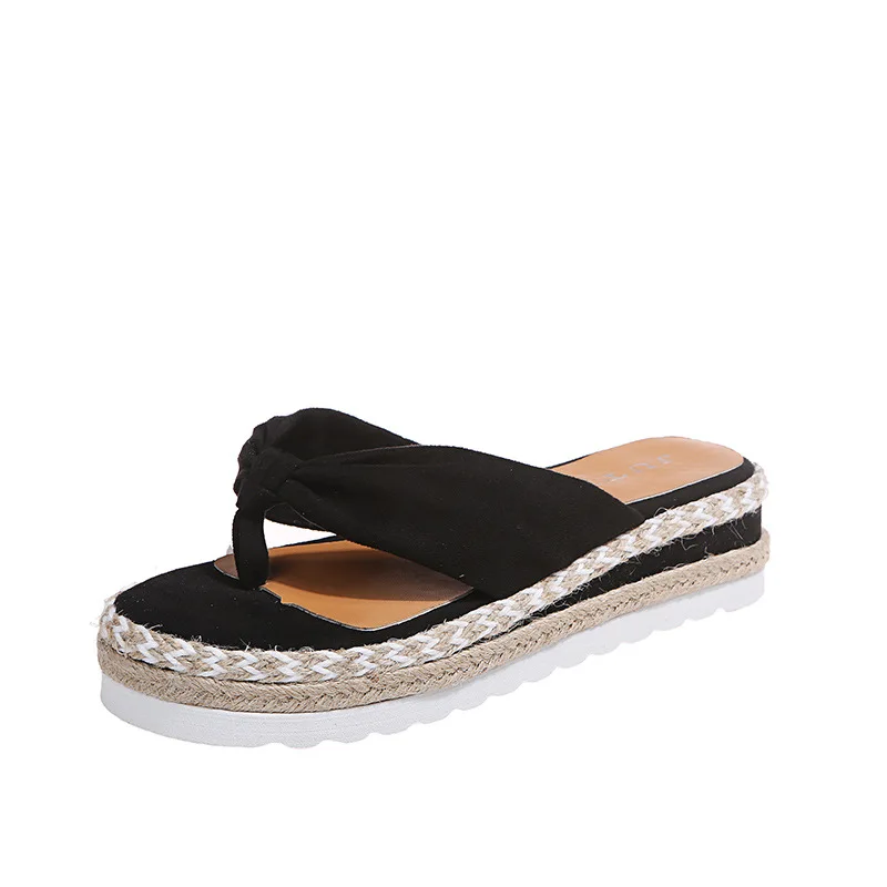 

2022 Women's Wedge Platform Sandals Summer Shoes Ladies Thick Bottom Hemp Rope Flip Flops Female Casual Roman Shoe Plus Size 43
