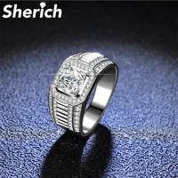 sherich 1 carat moissanite s925 sterling silver light luxury atmospheric shining full diamond ring men brand top quality jewelry