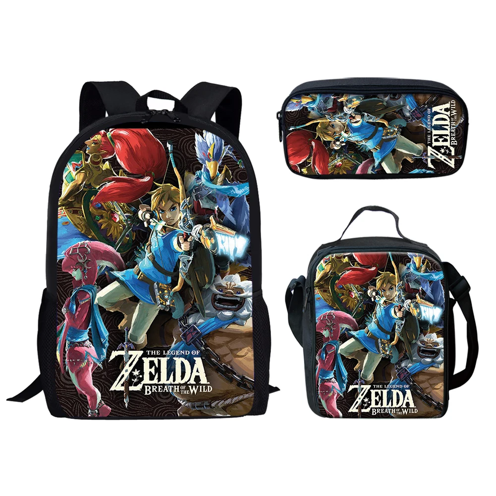 Custom 3Pcs/set School Bags for Teenager Girls Boys Zelda Breath of The Wild Kids Backpack Children Bookbag Travel Bags New
