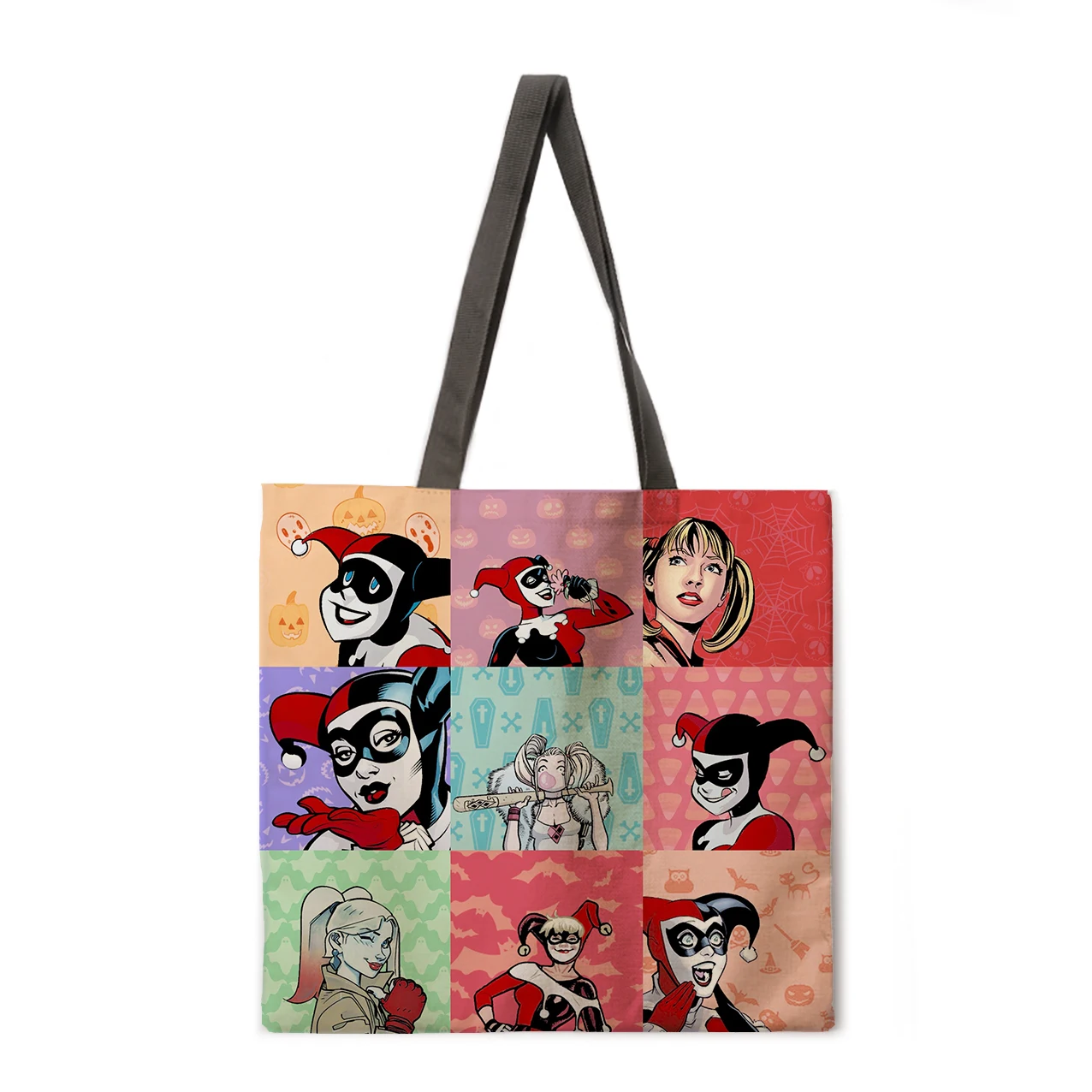 

Handbag Halloween Printed Travel Shoulder Bag environmental protection linen shopping bag suitable for printed women