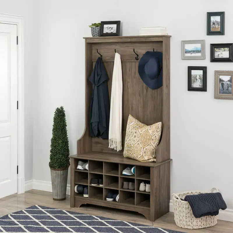 

Hall Tree with Shoe Storage - Drifted Gray