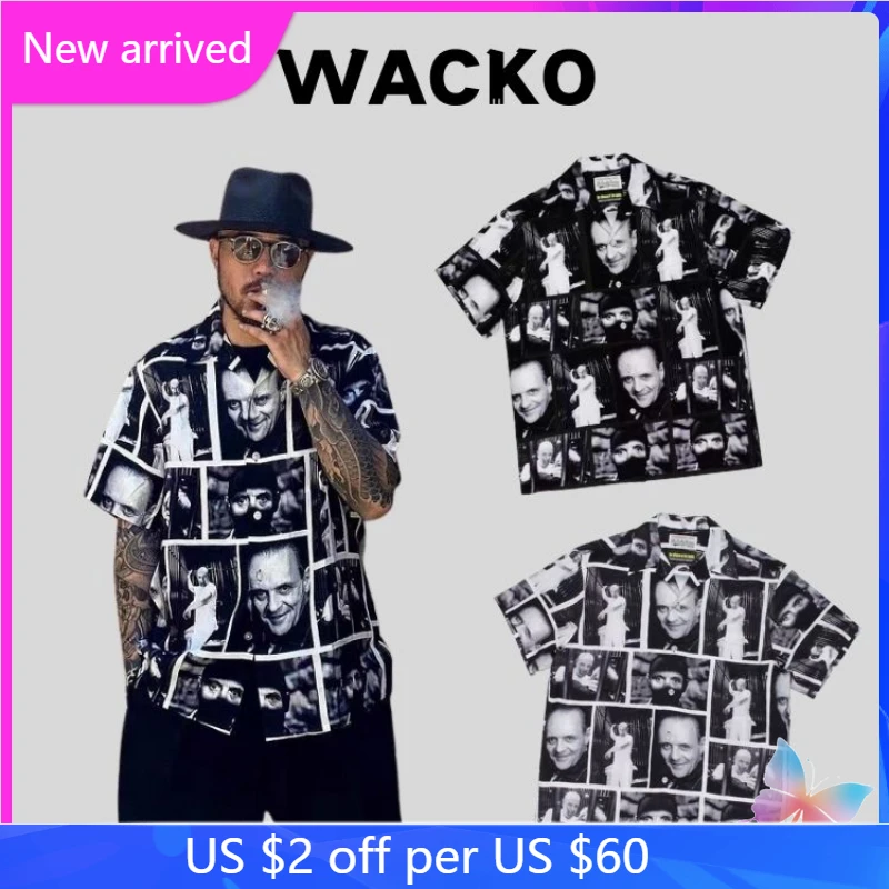 

Wacko Shirts Vintage Cuban Collar Portrait Full Print Short Sleeve Shirt