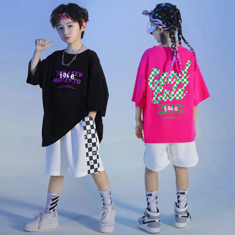 

Kids Rave Outfits Teen Hip Hop Clothing Graphic Tee T Shirt Tops Shorts Streetwear For Girl Boy Jazz Dance Wear Costume Clothes